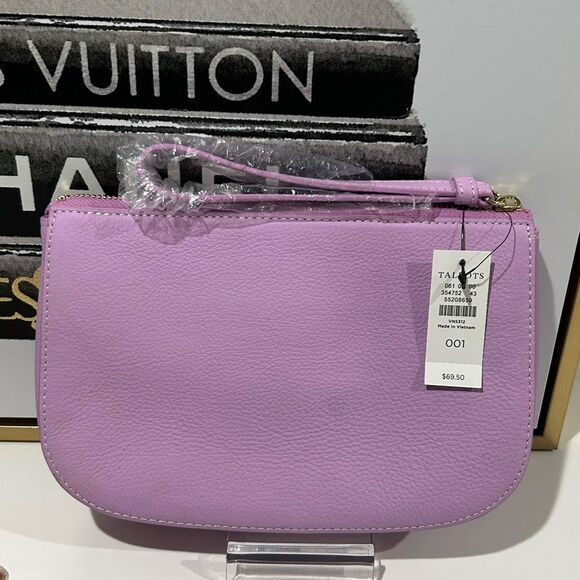 Talbots Purple Leather Clutch Wristlet Wallet Cellphone NWT - Picture 1 of 9